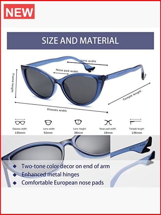 Polarized Cat Eye Sunglasses UV Protection Retro Narrow Small Shades main image 6